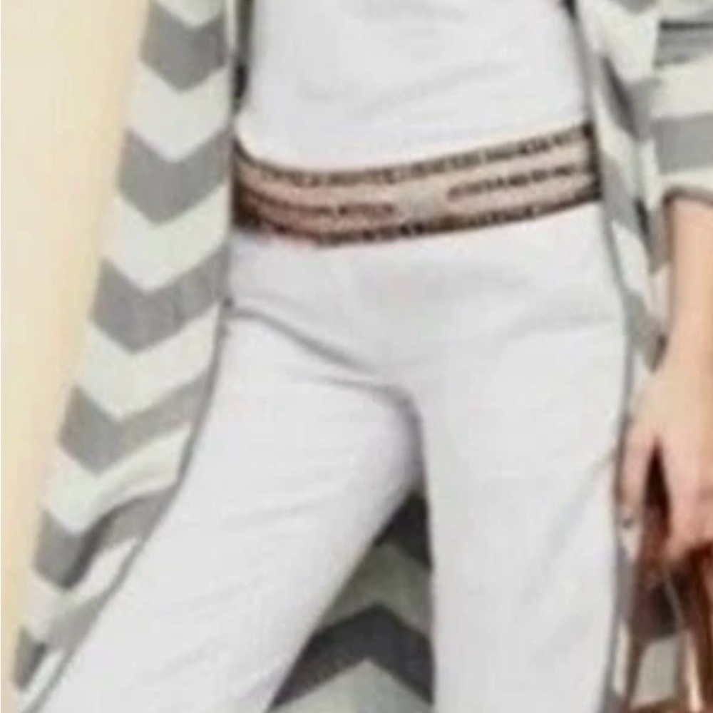 Garnet Hill cream and gray chevron linen duster XS